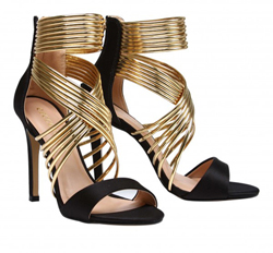 Gold strapping leather sandals
